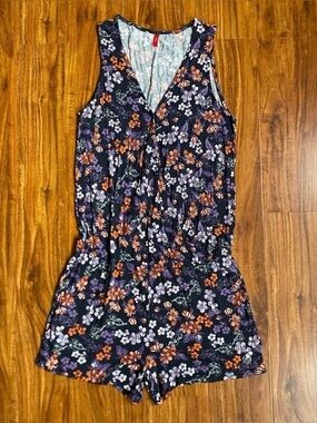 S. Oliver Juniors Purple Floral Sleeveless Shorts Romper Size Small Coastal Boho